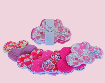 Semainier de lingettes forme nuage, lot tons fuchsia