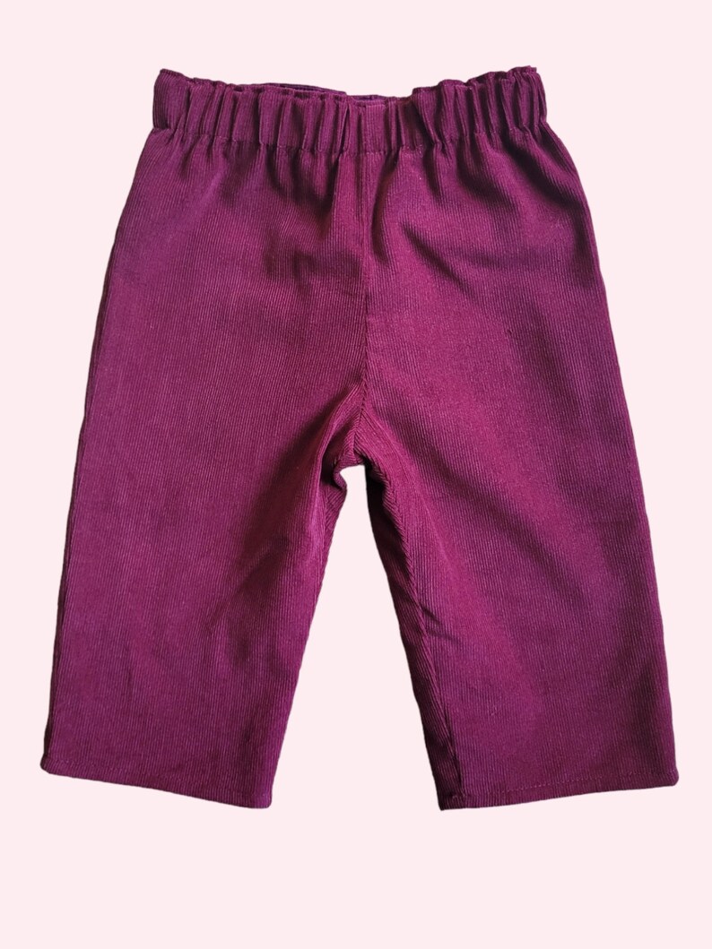 Pantalon bébé hiver en velours milleraies fin coloris prune image 1