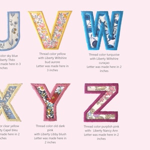 Letters and numbers to sew or glue in Liberty, 36 fabrics to choose from, 5 sizes, embroidery color of your choice image 4