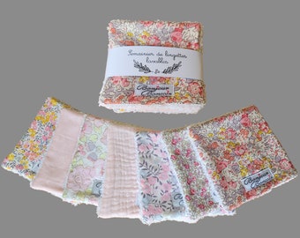 Weekly square wipes, washable cottons, lot of pink layette tones