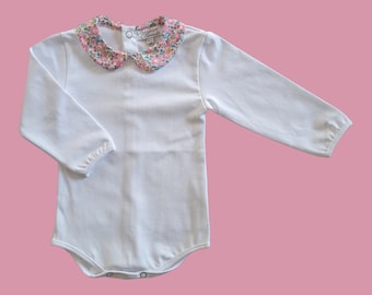 Baby bodysuit long sleeves round neck, bodysuit to personalize, more than 30 fabrics to choose from