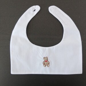 Faux col plastron blanc avec broderie ourson, col amovible brodé ourson image 3