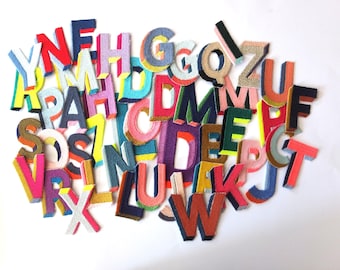 Iron-on tricolor letter patches, alphabet badges, endless color combinations, 4 sizes