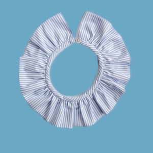 Collerette amovible coton fines rayures bleu ciel et blanc image 1