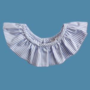Collerette amovible coton fines rayures bleu ciel et blanc image 2
