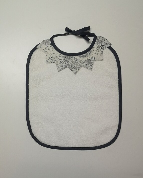 Large white sponge bib with star collar in Liberty Adelajda Etsy