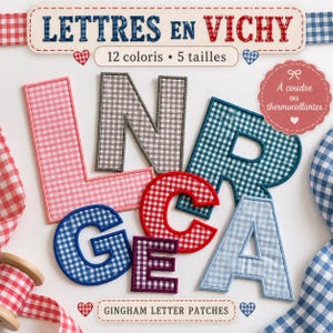 Letra o número de tela a cuadros para coser o planchar, 12 colores, 5 tamaños, parche personalizado