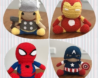 Amigurumi Baby Avengers Set (Spiderman / Thor / Iron man / Captain America) – Tutorial PDF file