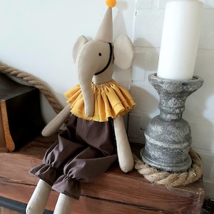 Elephant,  handmade toy , circus toy,  vintage style,  gift,  kid Room, home decoration, linen toy,