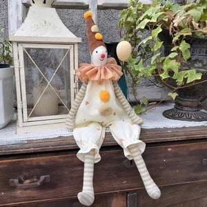clown,  handmade doll,  circus toy,  Vintage style,  Home decor,  gift,  Eco Home