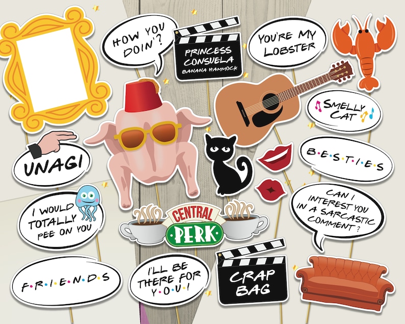 ReadyMade Friends TV Photo Booth Props. Based on Friends Tv Etsy