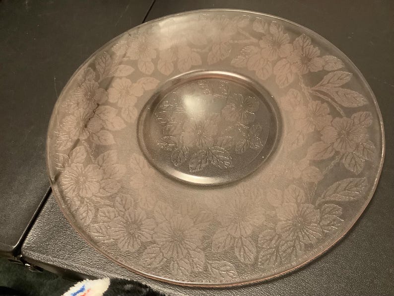 Dogwood Pattern Pink Depression Glass Serving Platter Measures 11 75