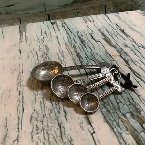 Handmade Pewter Measuring Spoons, Cats