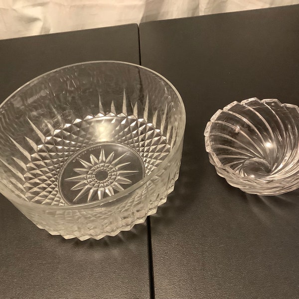 Small 5” Gorham lead Crystal Bowl in a swirl Pattern, and a Vintage 8” Diamond Point Arcoroc France Bowl