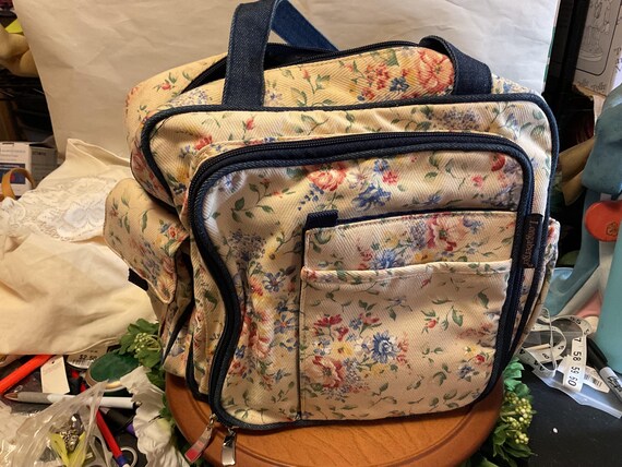 Longaberger Pastel Yellow Floral Purse: Denim Accents