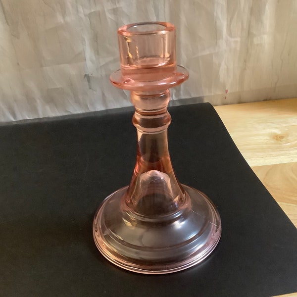 Vintage Pink Candlestick Holder. in Excellent Condition Stands 6” tall