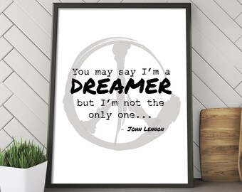 Puedes decir que soy un soñador (blanco), arte de pared tipográfico, arte de pared imprimible, decoración del hogar imprimible, descarga digital
