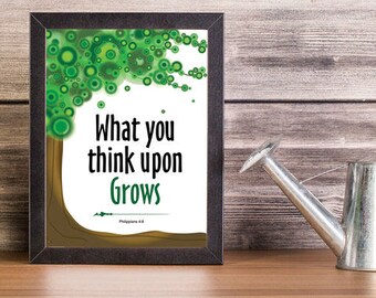 Lo que piensas crece, cita imprimible, arte de pared imprimible, decoración del hogar imprimible, descarga instantánea, descarga digital, motivacional