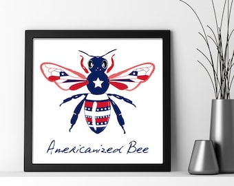 Abeja americanizada, cita imprimible, arte de pared imprimible, decoración del hogar imprimible, descarga instantánea, descarga digital, motivacional