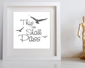 Esto también pasará, gris, cita imprimible, arte de pared imprimible, decoración del hogar imprimible, descarga instantánea, descarga digital, motivación