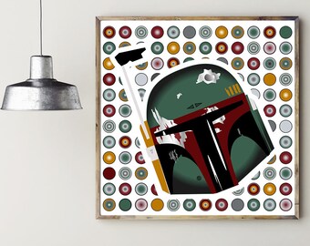 Boba Fett, arte de pared imprimible, decoración del hogar imprimible, descarga instantánea, descarga digital, svg