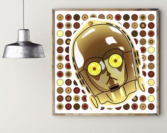 OBRA INSPIRADA EN C-3PO, arte de pared imprimible, decoración del hogar imprimible, descarga instantánea, descarga digital