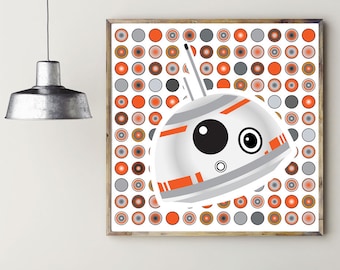 OBRA INSPIRADA EN BB-8, arte de pared imprimible, decoración del hogar imprimible, descarga instantánea, descarga digital