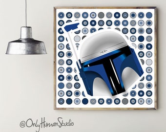 Jango Fett, arte mural imprimible, decoración del hogar imprimible, descarga instantánea, descarga digital, arte SVG