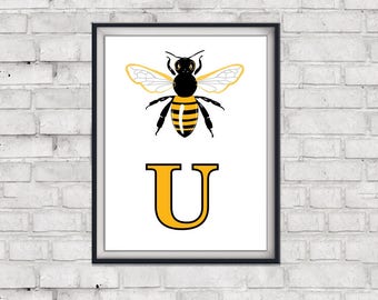 Bee U, Be You, arte de pared imprimible, decoración del hogar imprimible, descarga instantánea, descarga digital, motivacional