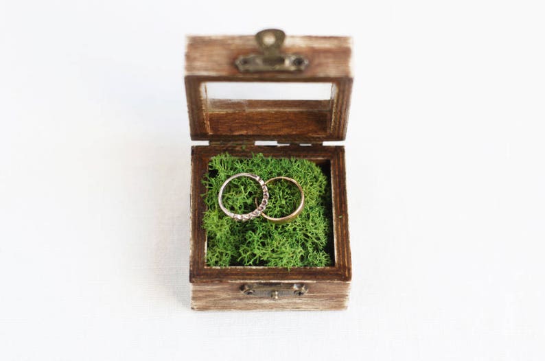 Wedding Ring Box With Glass Top Rustic Bearer Image 0