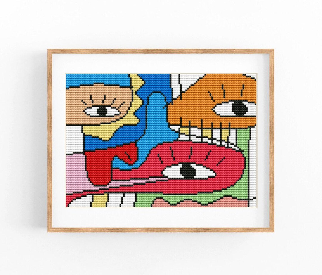 Abstract Cross Stitch Pattern, Colorful Modern X-stitch Chart, Vibrant ...