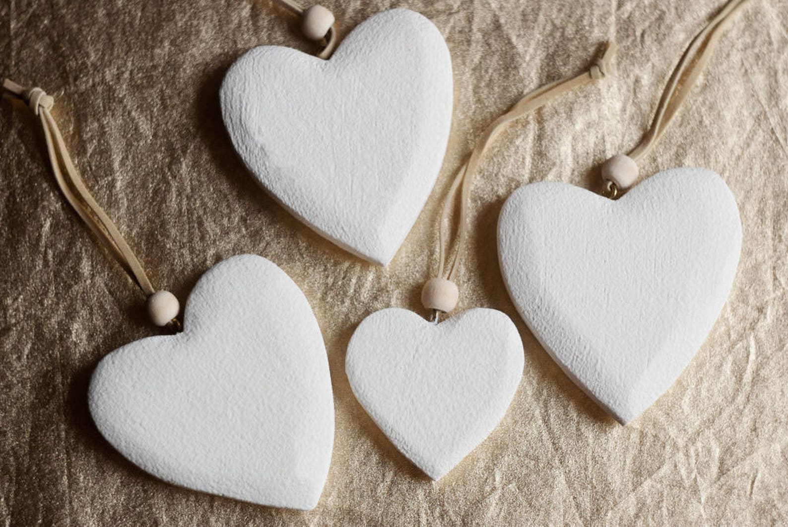 Wood Heart Ornaments Set of 4 Wooden Heart Ornament Etsy