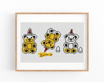 Honey Bear Cross Stitch Pattern PDF — Cute Kitchen Embroidery, Minimalist Black Design, Pattern Keeper Compatible, Instant Download DMC