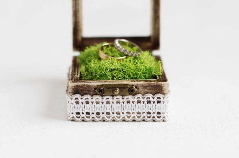 Wedding Ring Box With Glass Top Rustic For Ceremony Image 0