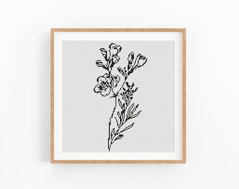 Wzór krzyżykowy „Łąka” w nowoczesnym stylu, schemat ściegu „monochromatyczna trawa”. Pobierz plik PDF natychmiast.