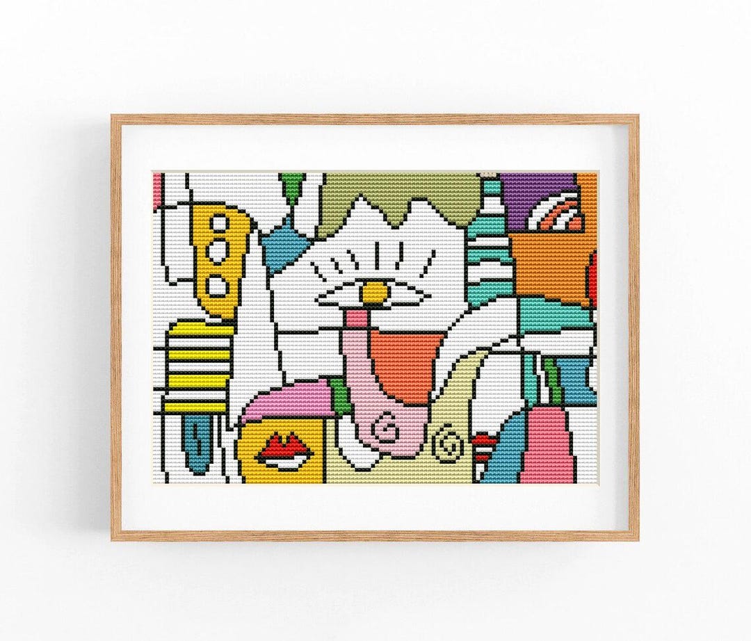 Abstract Cross Stitch Pattern, Colorful Modern X-stitch Chart, Vibrant ...