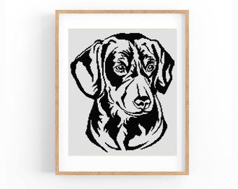 Entlebucher Mountain Dog Portrait Cross Stitch Pattern, One Color Modern XStitch Chart, Instant Download PDF