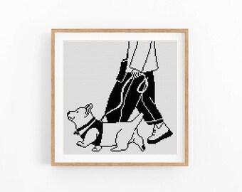 Dog Portrait Cross Stitch Pattern, Welsh Corgi, One Color Modern x-stitch Chart, Instant Download PDF