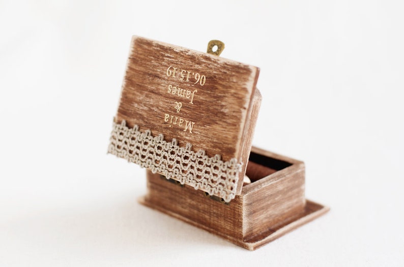 Personalized Wedding Ring Box For Ceremony Rustic Image 0