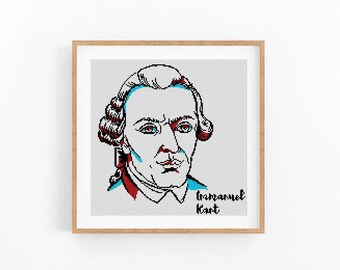 Immanuel Kant portrait counted cross stitch pattern. German philosopher. Modern embroidery. Instant download PDF