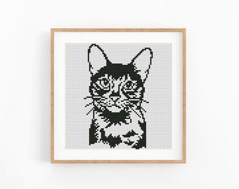 Abyssinian shorthair Cat Head Portrait Cross Stitch Pattern, Kitten Design, Beginner Friendly, Instant Download, Digital File