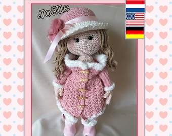 Amigurumi crochet pattern Jöelle, crochet doll pattern, hackelanleitung, Nederlands, English, Deutsch