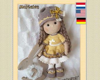 Amigurumi haakpatroon Marieke, crochet doll pattern, hackelanleitung, Nederlands, English, Deutsch