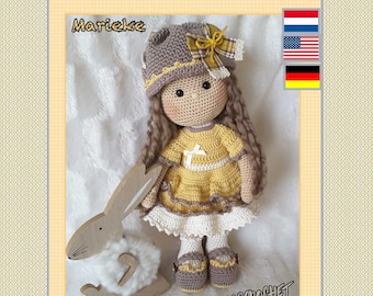 Amigurumi crochet pattern Marieke, crochet doll pattern, hackelanleitung, Nederlands, English, Deutsch