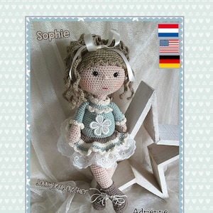 Amigurumi crochet pattern Sophie, crochet doll pattern, hackelanleitung, Nederlands, English, Deutsch