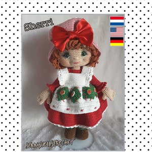 Amigurumi crochet pattern Sherri Strawberry shortcake doll, crochet doll pattern, hackelanleitung, Nederlands, English, Deutsch
