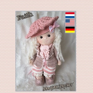 Amigurumi crochet pattern Faith, crochet doll pattern, häckelanleitung, Nederlands, English, Deutsch