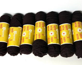 1960s Yarn Destash, Lot of 7 Brown Baycrest Sayelle Knitting Worsted, Vintage Lot for Knitting, Crocheting, Amigurumi