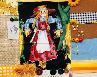 Slow Stitch Fabric Craft Kit, Autumn Fall Slow Stitch Kit, Junk Journal Ephemera, Thanksgiving Sewing Bundle, Autumn Fall Fabric Bundle Kit