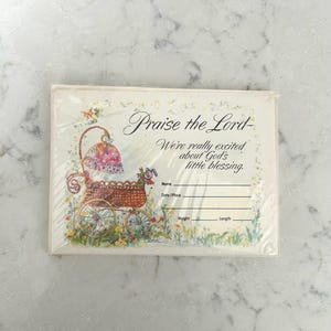 Faire-part de naissance 20 cartes et enveloppes Louez le Seigneur, petite bénédiction de Dieu, faire-part de naissance petite fille, nouvelles religieuses